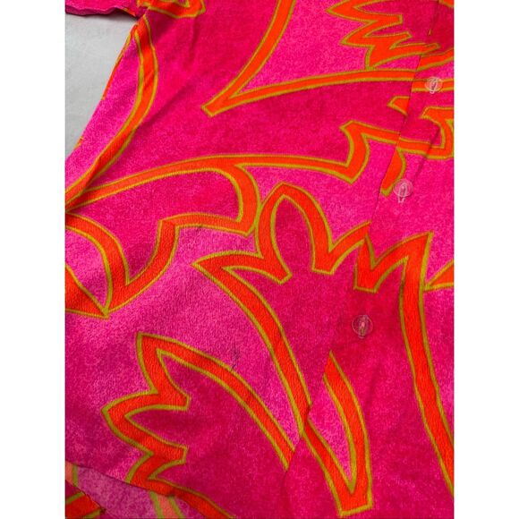 Vintage Alfred Shaheen Shirt Neon Pink Rare Size L/XL Tiki Hawaiian 1960s MCM - Picture 8 of 13